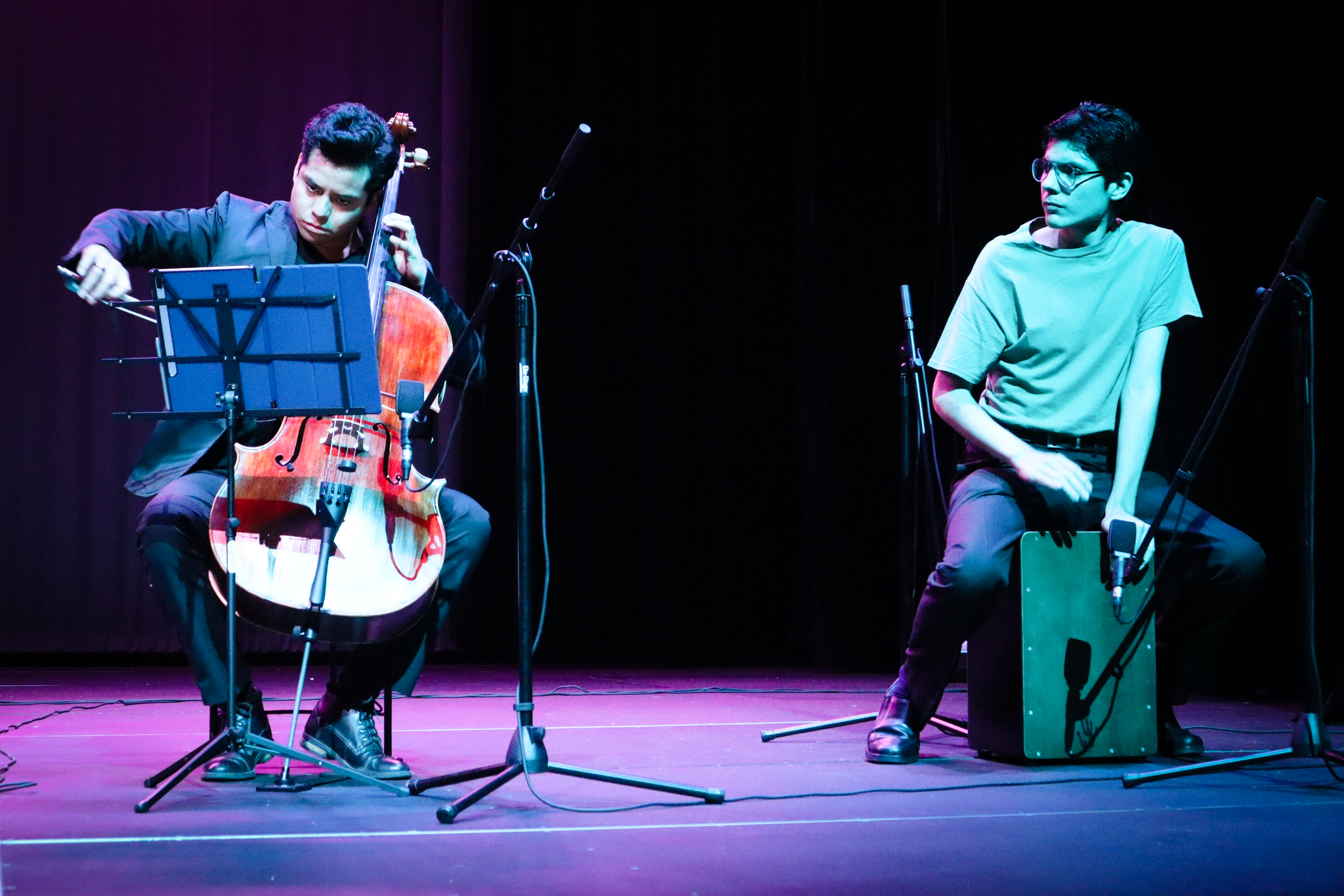 Sergio Santiago (cello) y Ricardo Herrera (percusión)